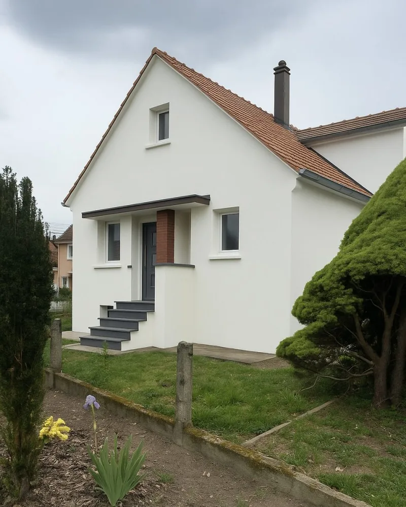 Vue d’ensemble d’une façade de maison.